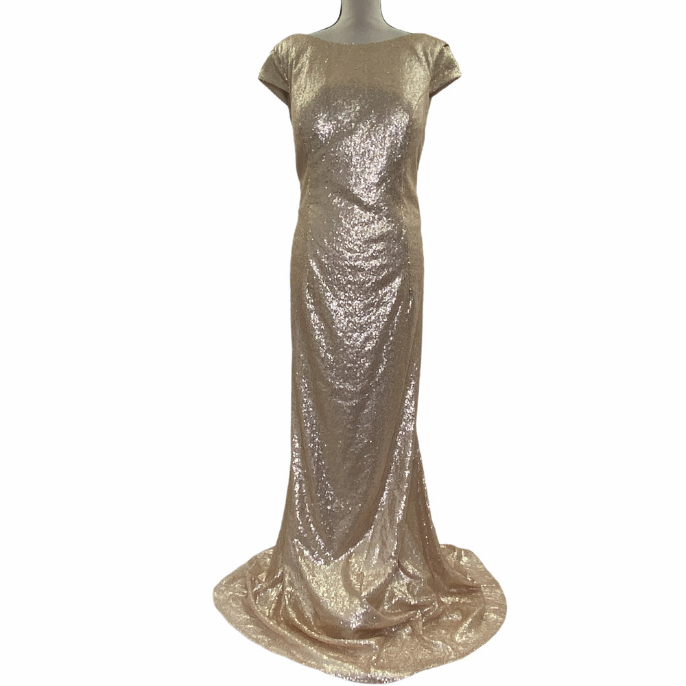 METALLIC Gold Elegant Sleeveless Ball Gown Dress
